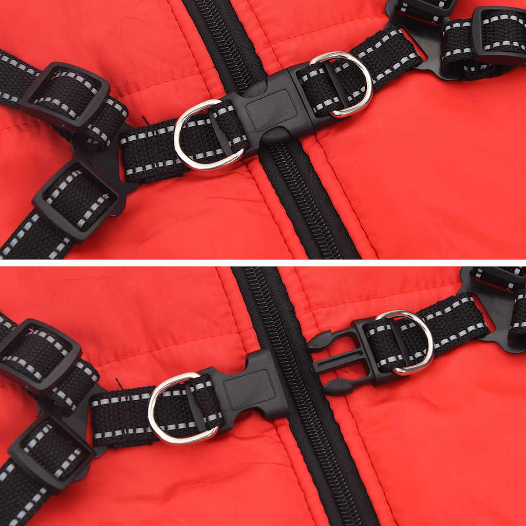 dog coat with harness waterproof reflective red 4XL