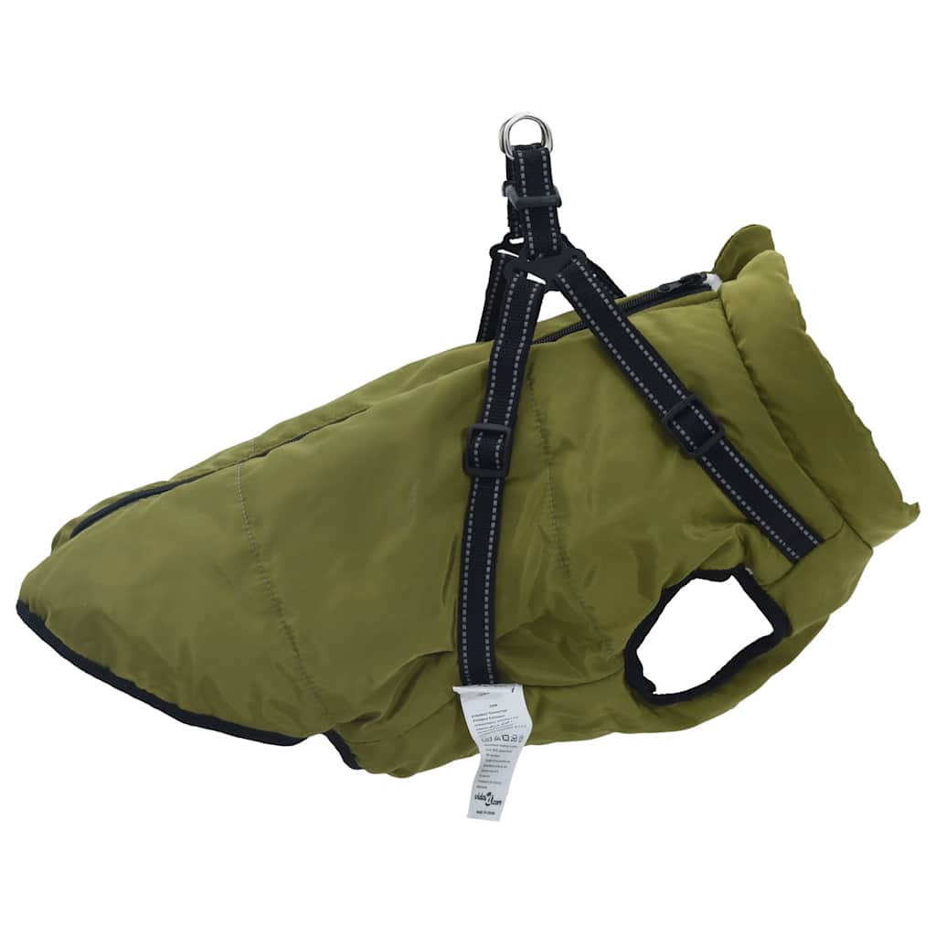 dog coat with harness waterproof reflective, military green, 3XL