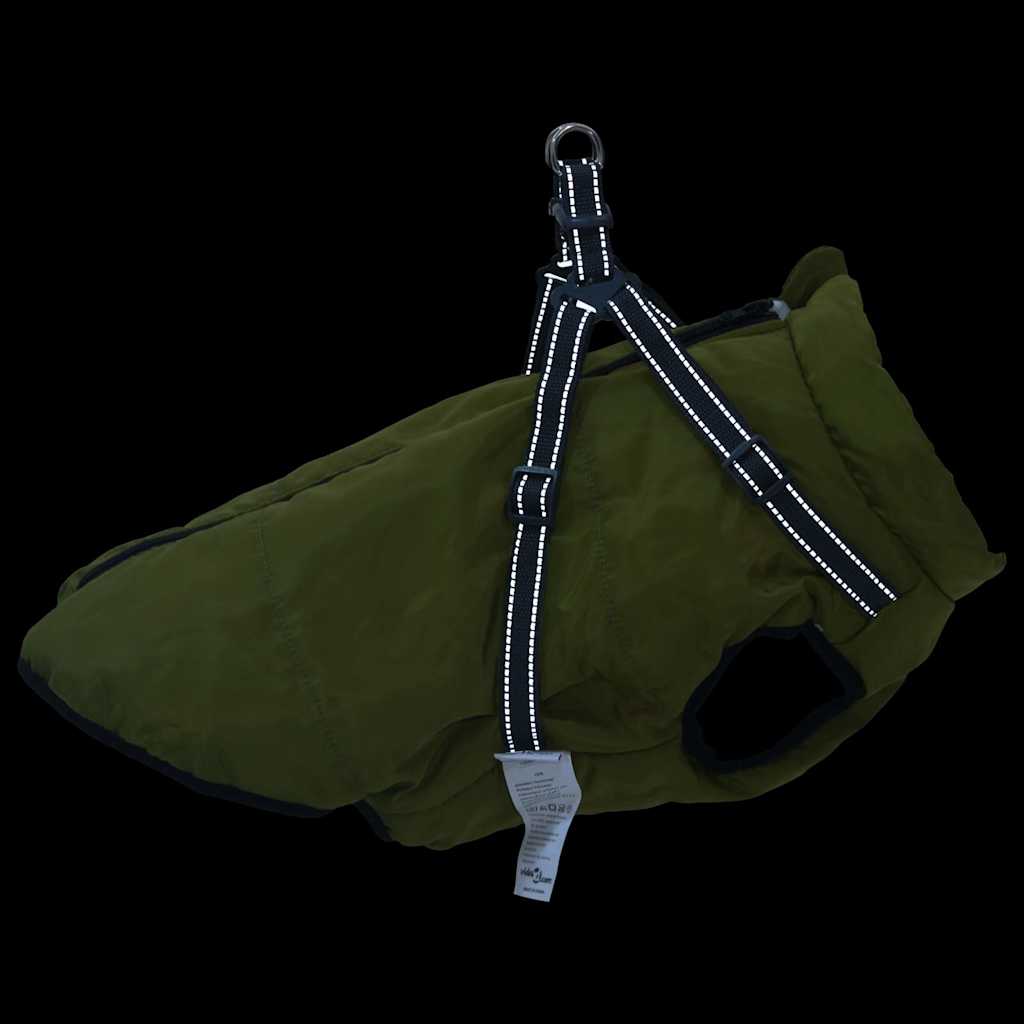 dog coat with harness waterproof reflective, military green, 5XL