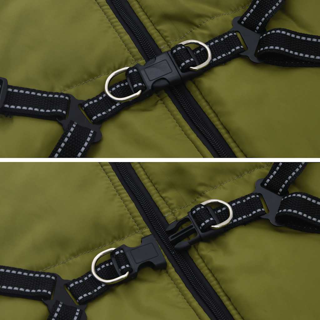 dog coat with harness waterproof reflective, military green, 5XL