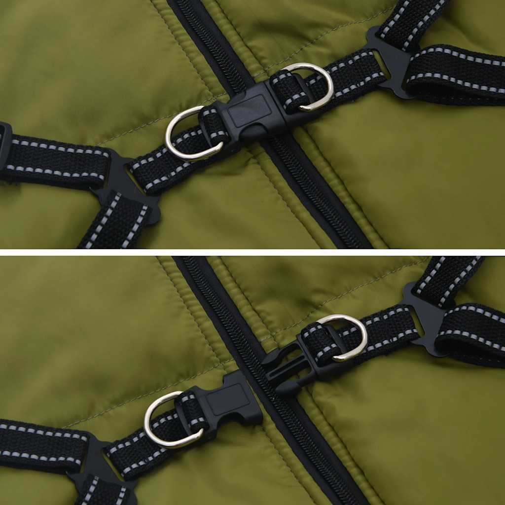 dog coat with harness waterproof reflective, military green, 6XL