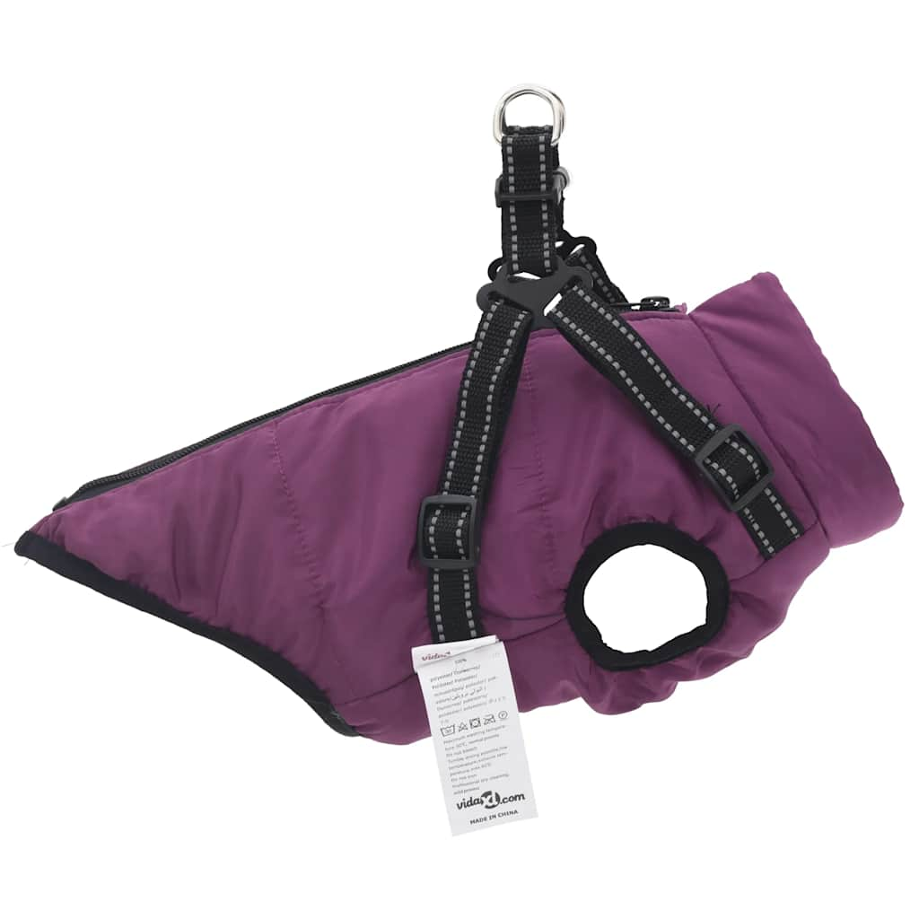 dog coat with harness waterproof reflective, purple, S