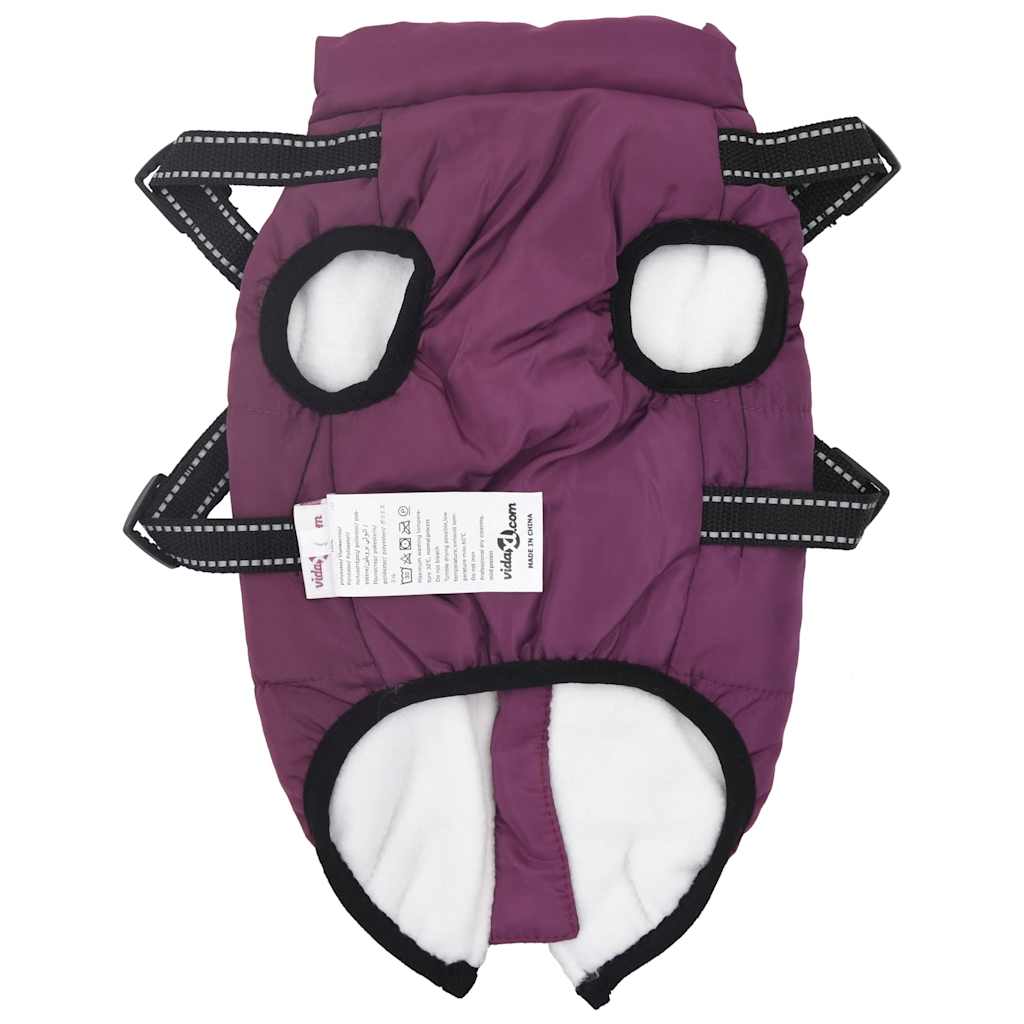 dog coat with harness waterproof reflective, purple, S