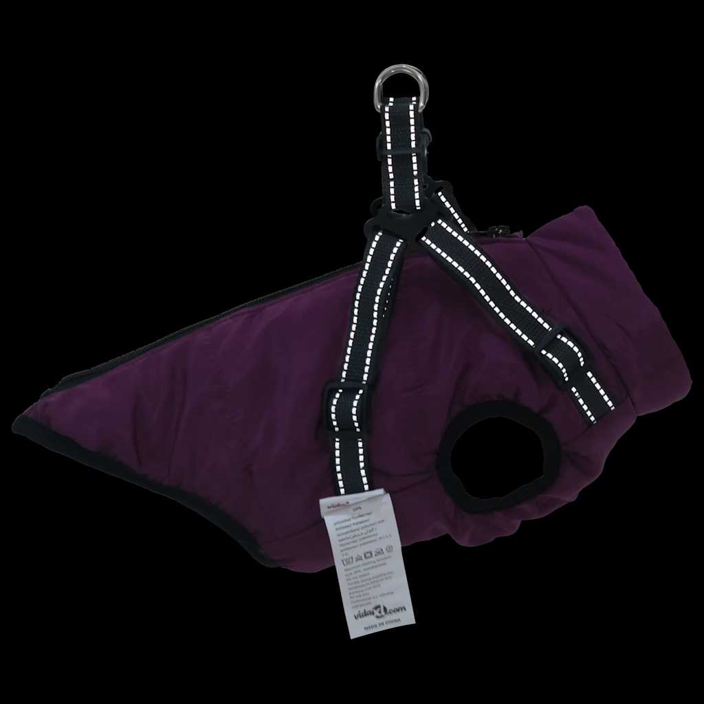 dog coat with harness waterproof reflective, purple, S