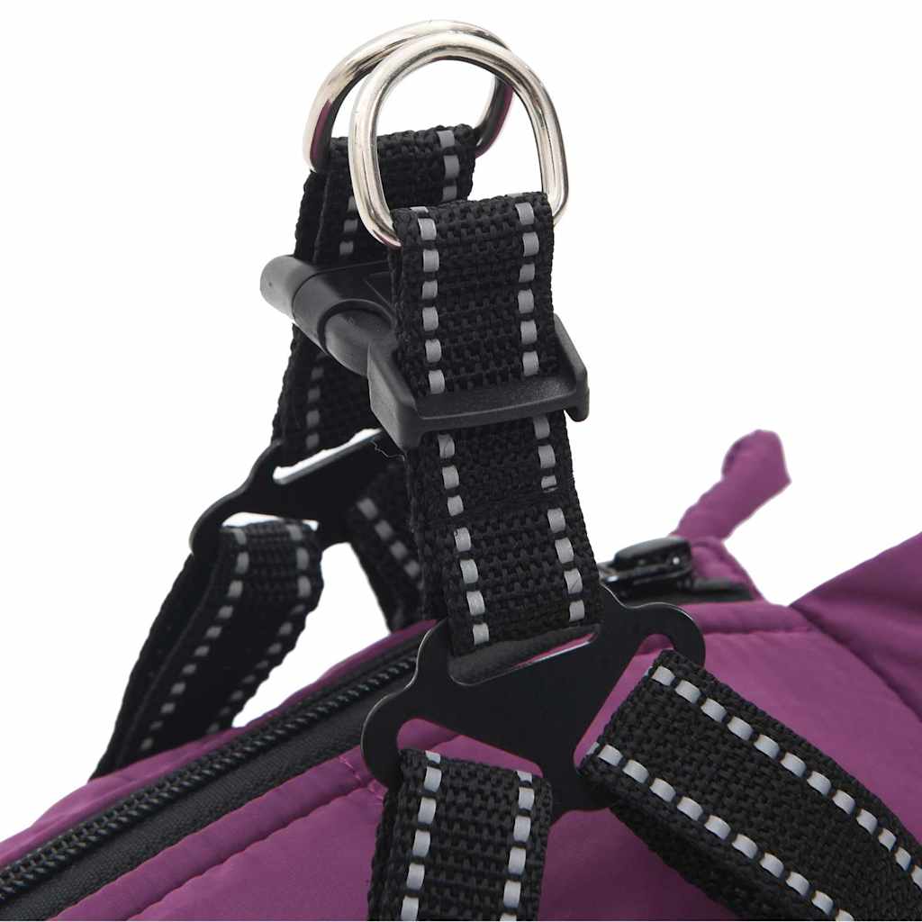 dog coat with harness waterproof reflective, purple, S