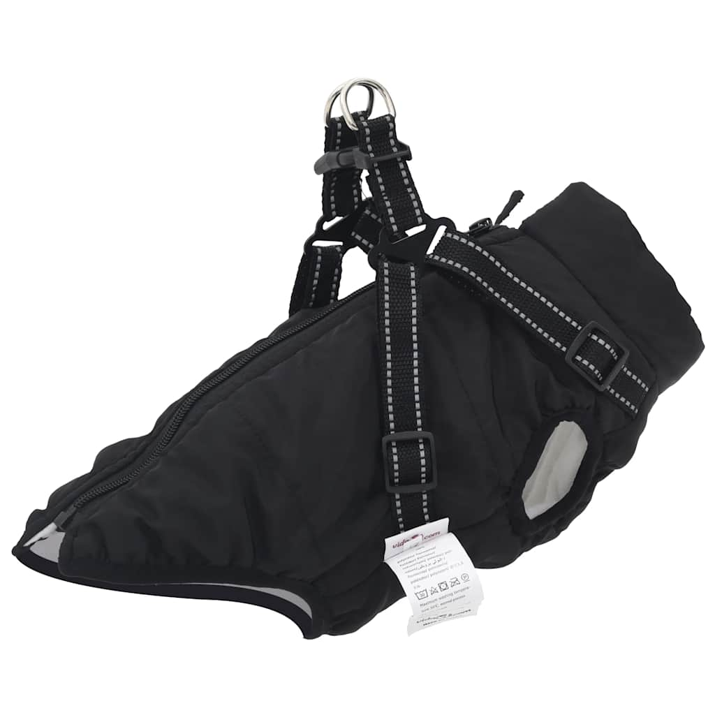 dog coat with harness waterproof reflective, black, S