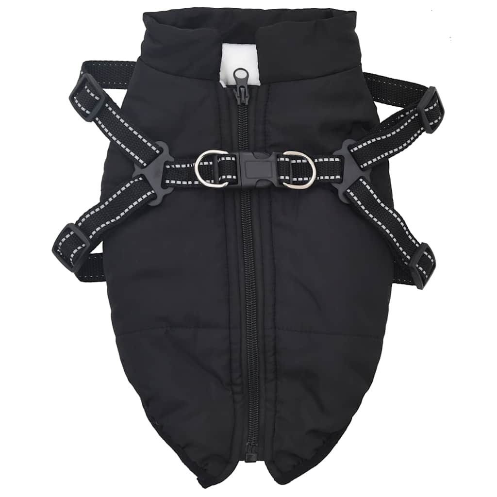 dog coat with harness waterproof reflective, black, S