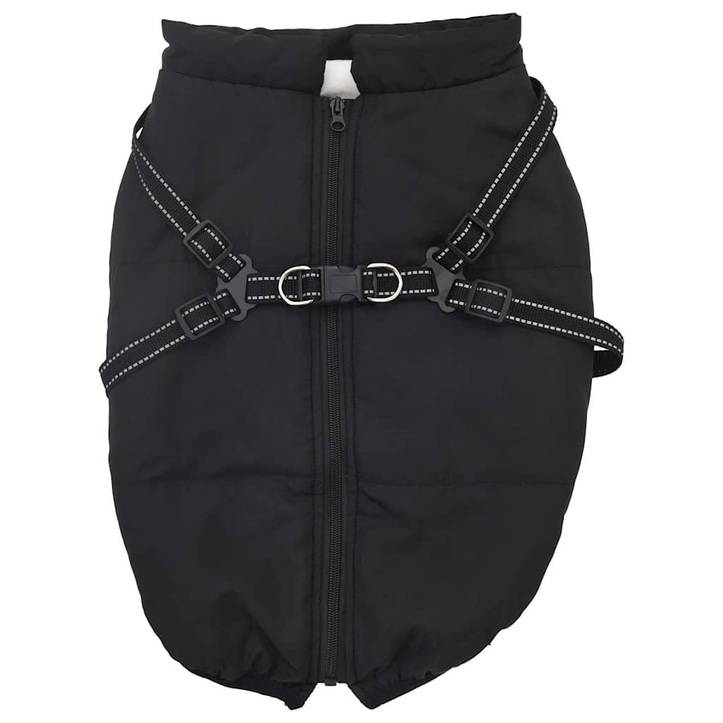 dog coat with harness waterproof reflective, black, 3XL