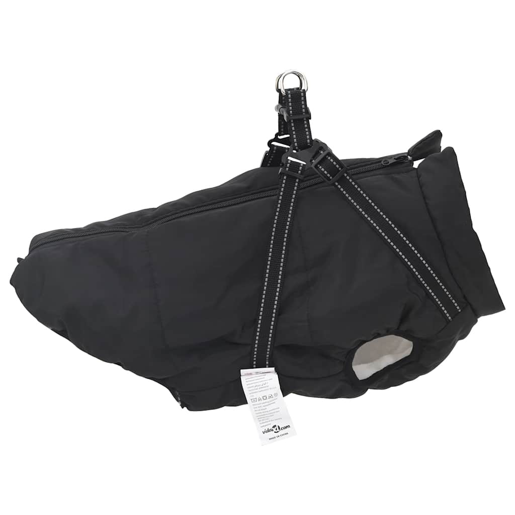 dog coat with harness waterproof reflective, black, 3XL