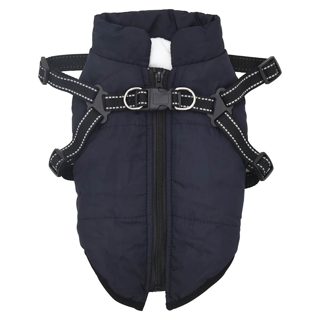 dog coat with harness waterproof reflective, dark blue, 2XL