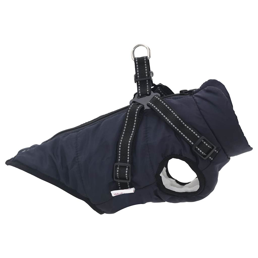 dog coat with harness waterproof reflective, dark blue, 2XL