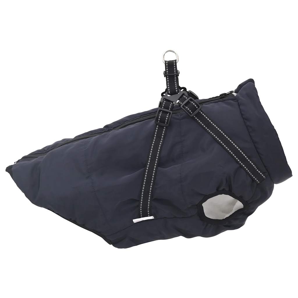 dog coat with harness, waterproof, reflective, dark blue, 3XL