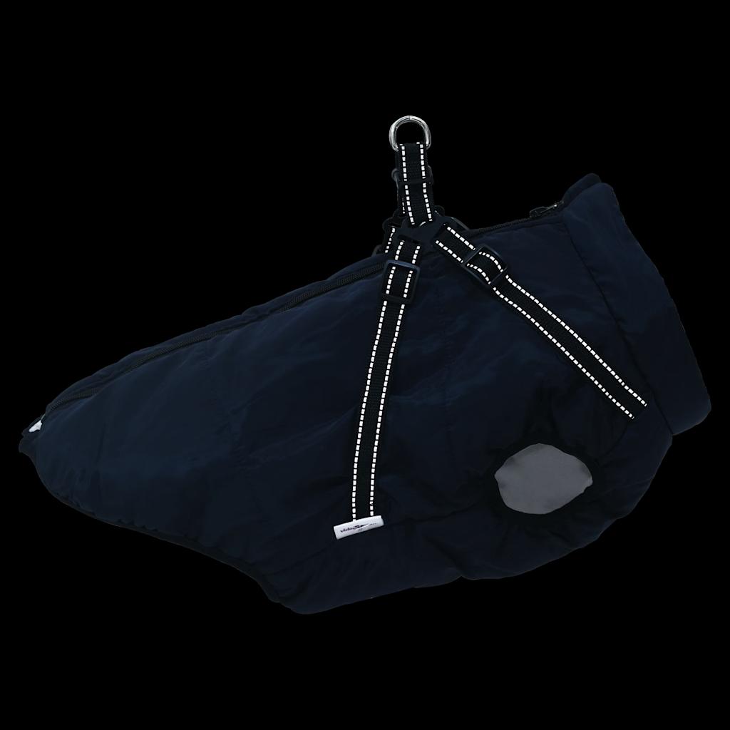 dog coat with harness waterproof reflective, dark blue, 5XL