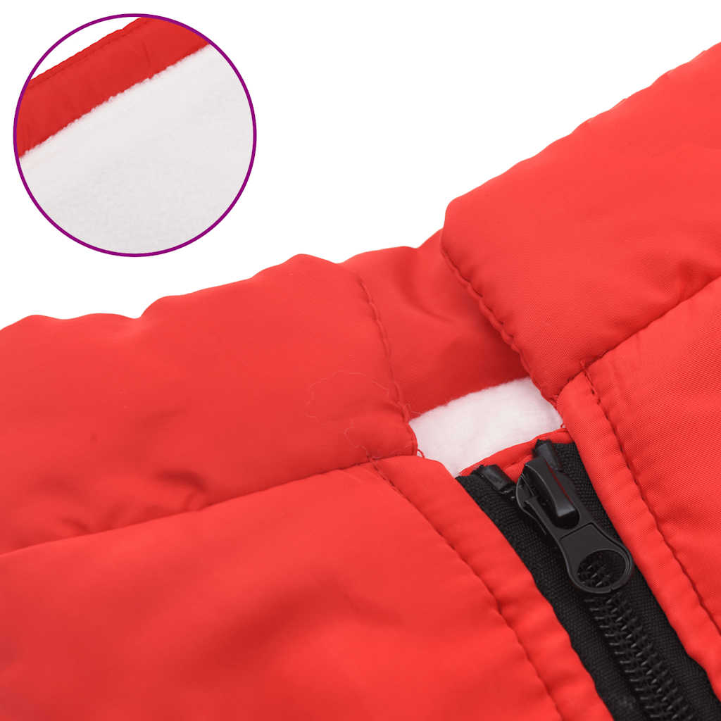 dog coat with harness, waterproof, reflective, red, M