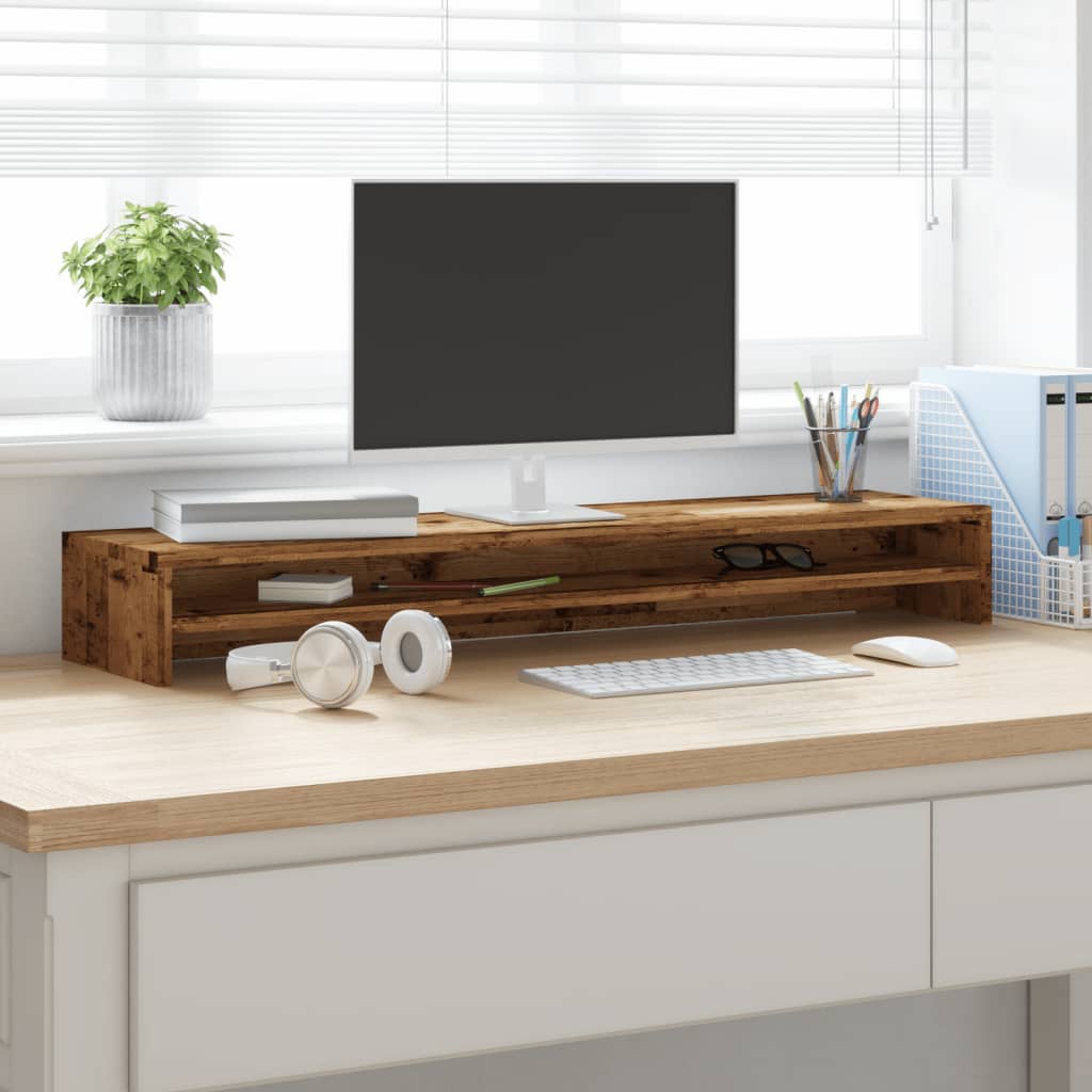 monitor stand, old wood, 100 x 24 x 13 cm, artificial wood