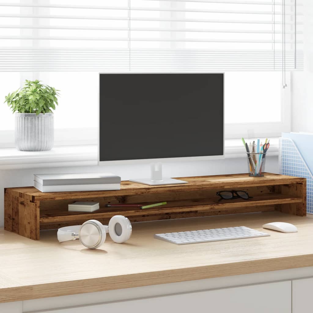 monitor stand, old wood, 100 x 24 x 13 cm, artificial wood