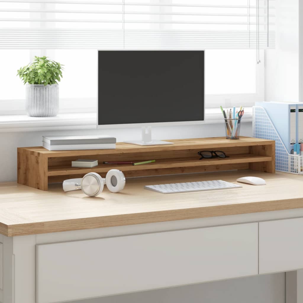 monitor stand, handmade oak, 100 x 24 x 13 cm, artificial wood