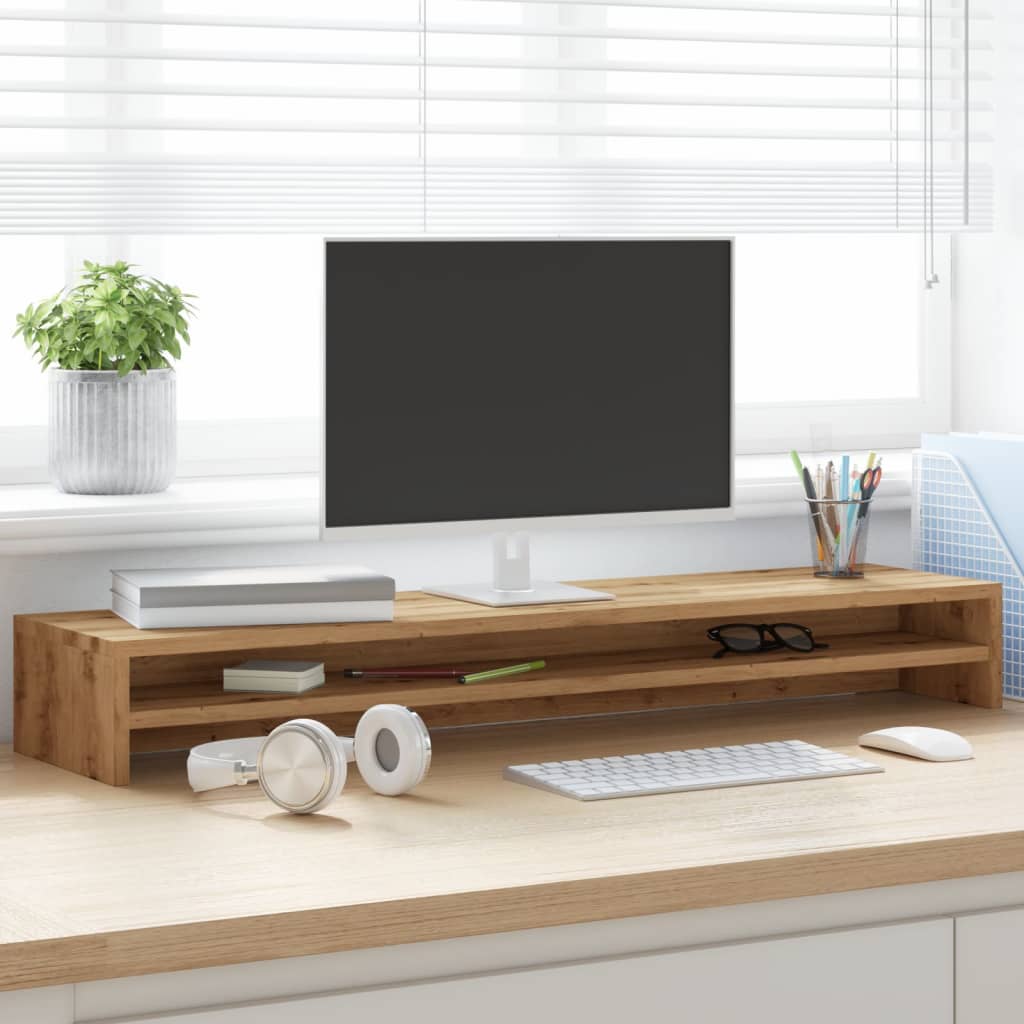 monitor stand, handmade oak, 100 x 24 x 13 cm, artificial wood