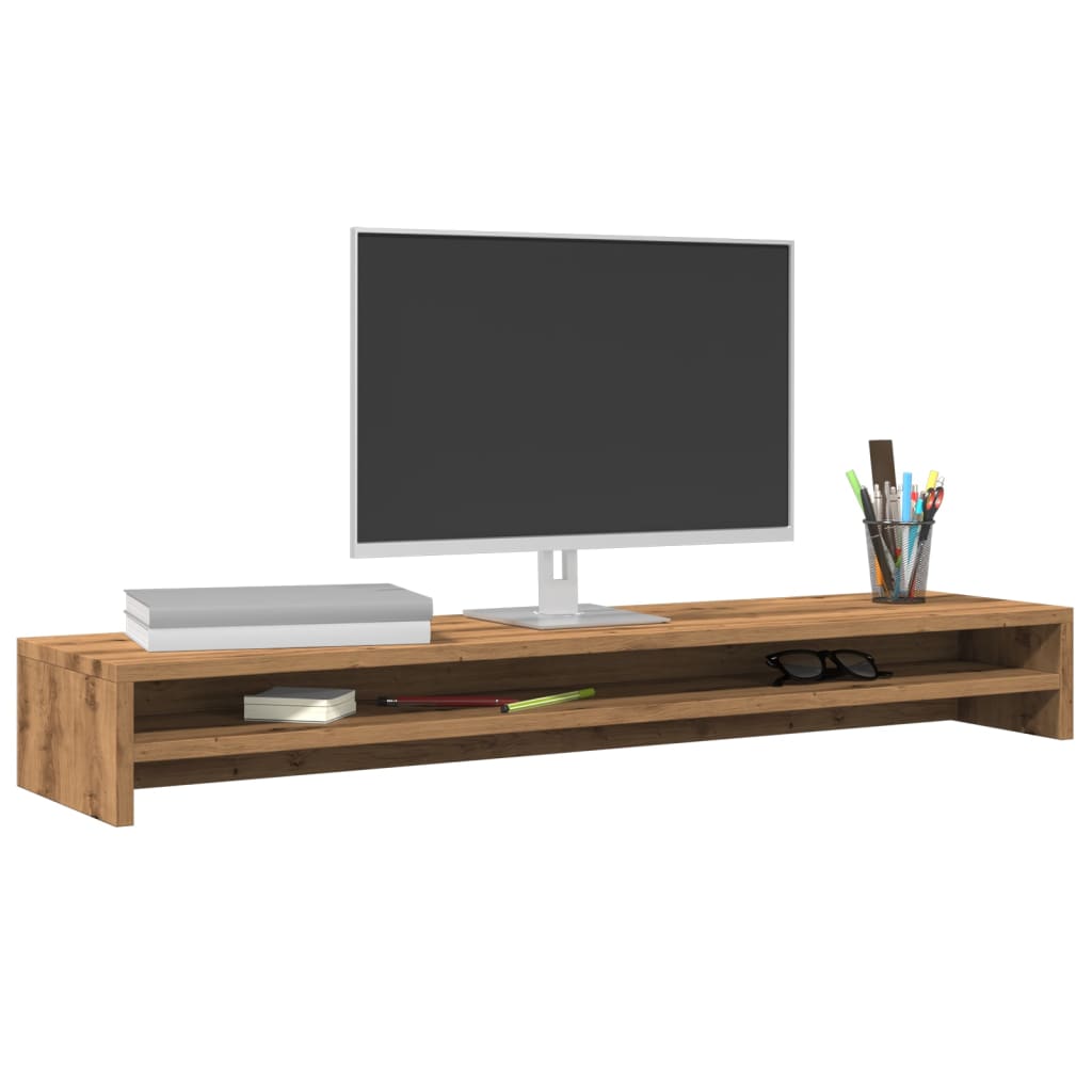 monitor stand, handmade oak, 100 x 24 x 13 cm, artificial wood