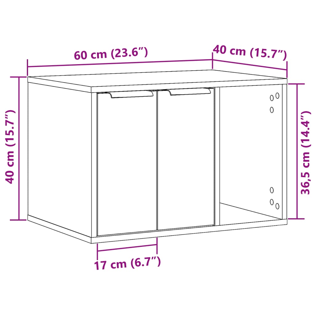 cat litter box body, white, 60x40x40 cm, artificial wood