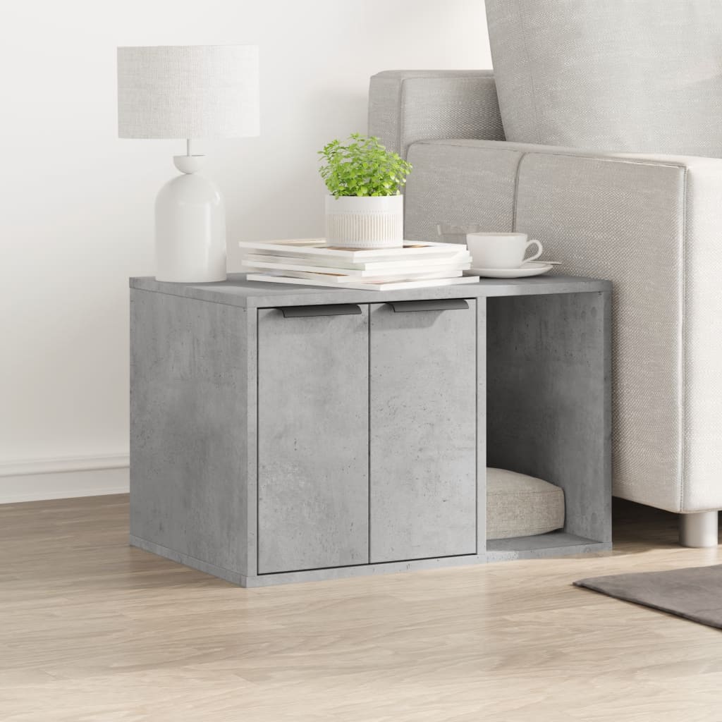 cat litter box body, concrete gray, 60x40x40 cm, artificial wood