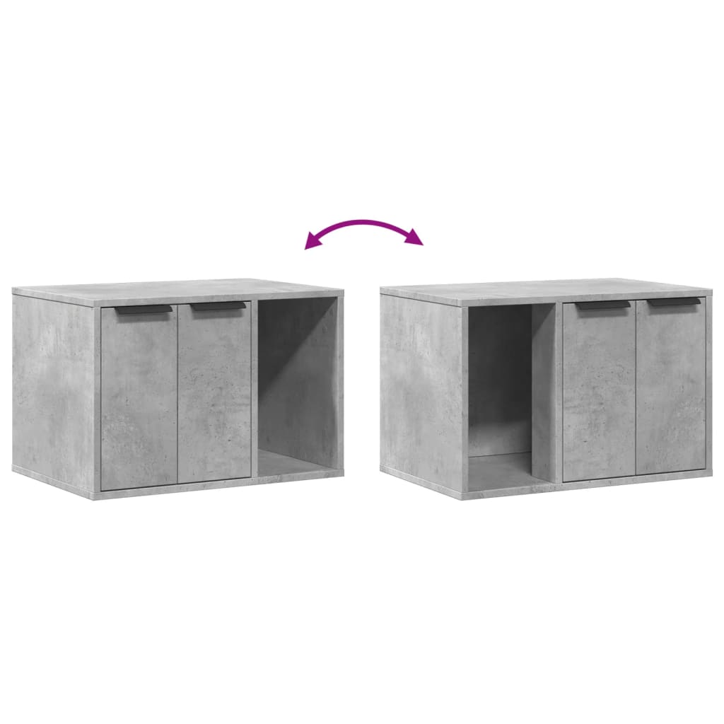 cat litter box body, concrete gray, 60x40x40 cm, artificial wood