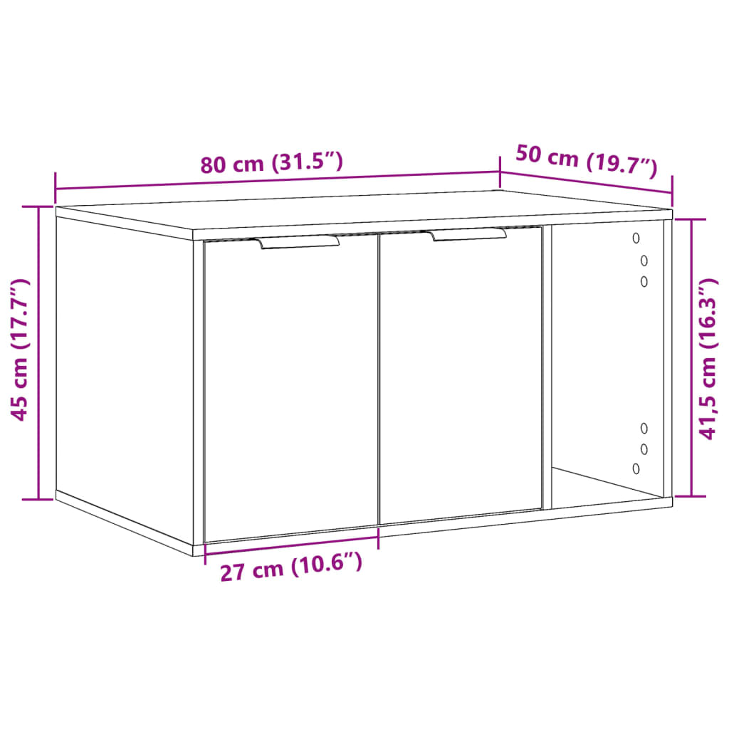 cat litter box body, Sonoma oak, 80x50x45 cm, artificial wood