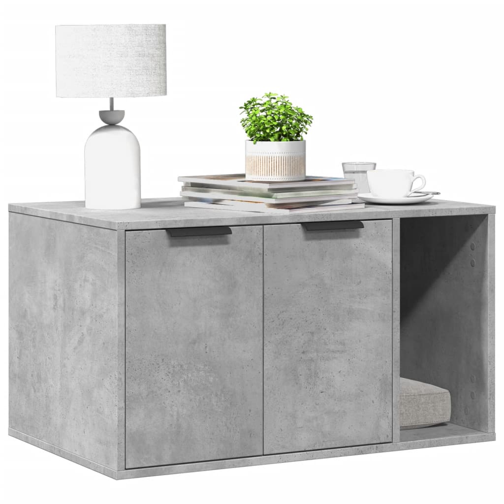 cat litter box body, concrete gray, 80x50x45 cm, artificial wood