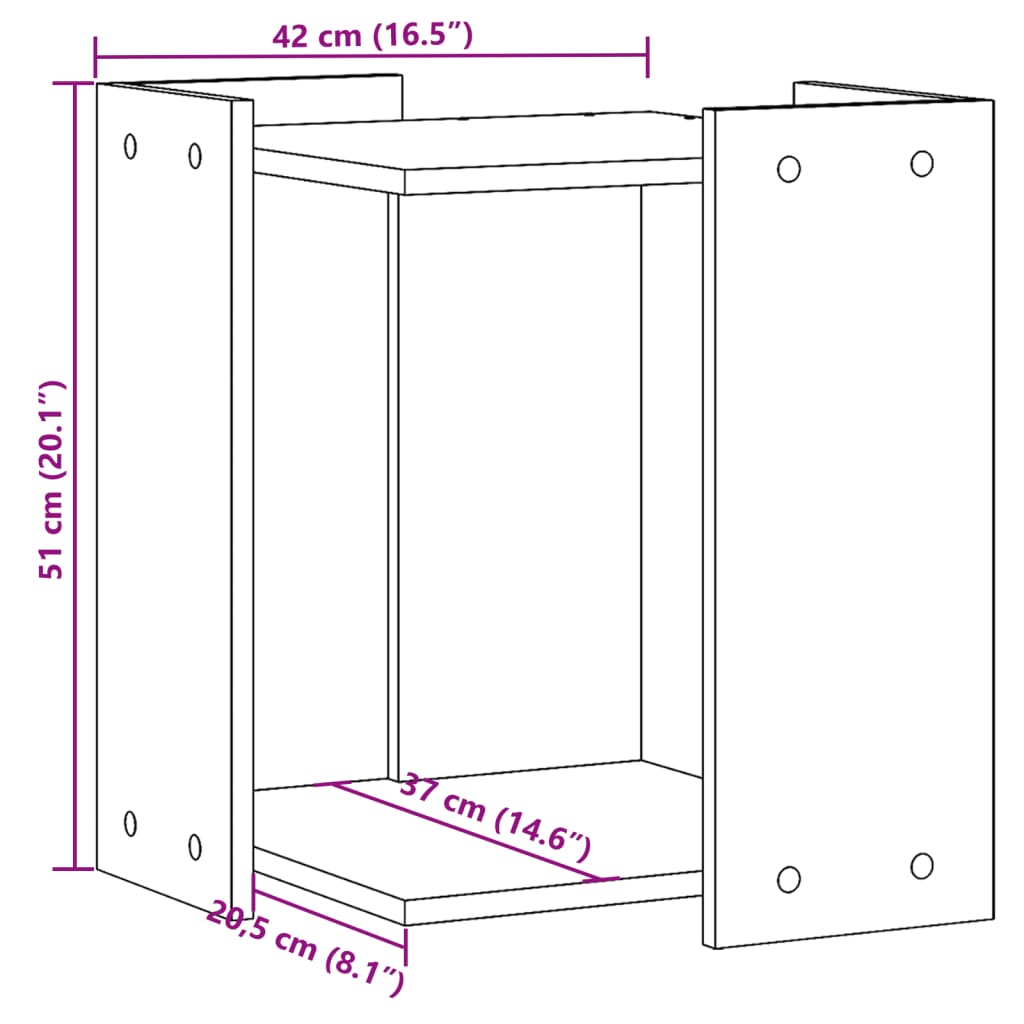 cat litter box body, concrete gray, 42x42x51 cm, artificial wood