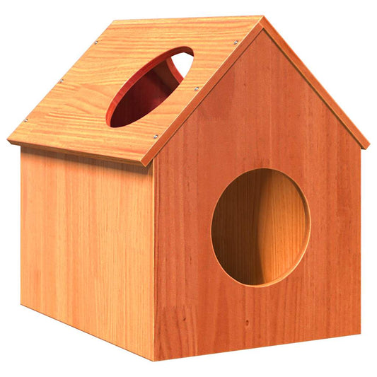 cat house, wax brown, 41x50x50 cm, pine wood